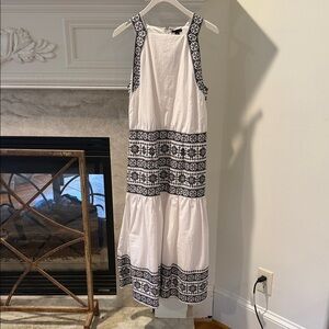 Ann Taylor White Maxi Dress with Black Floral Accents